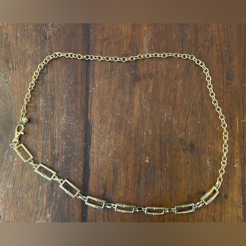 Gold toned with square design chain link belt one size fits most